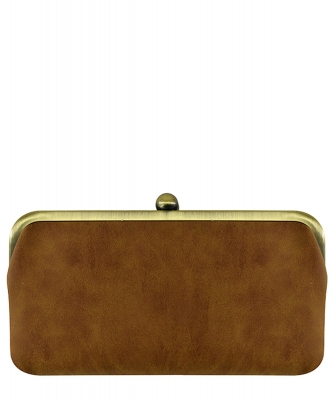 Fashion Kiss Lock Clutch Wallet BP208 TAN